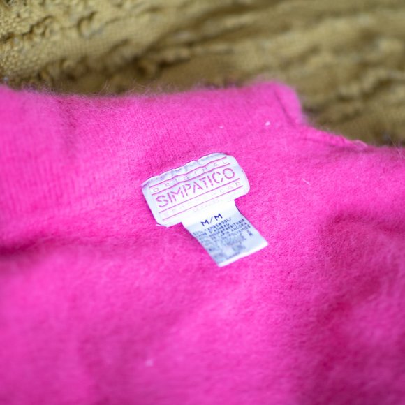 Vintage Fuchsia Wide Turtleneck Lamb Wool + Angora Sweater - Picture 3 of 5